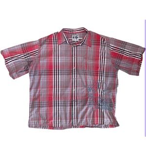 Phat Farm 90’s Embroidered Plaid Button Down Collared Shirt Men’s Size XXXL